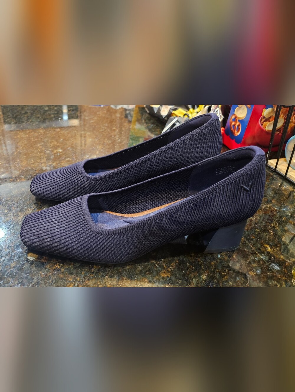 Knit Navy Women's Ballet Flats with Cushioned Insole